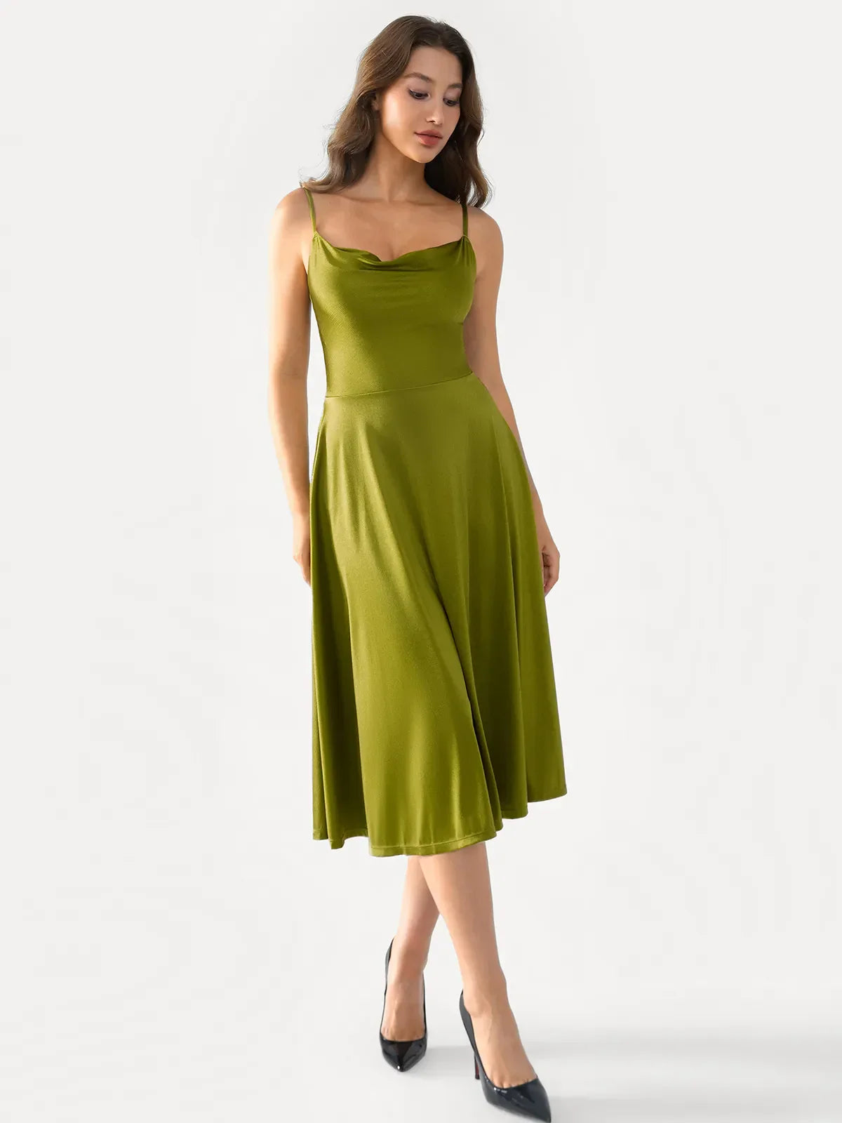 Popilush® Draped Neck All-in-One Shaping Maxi Dress