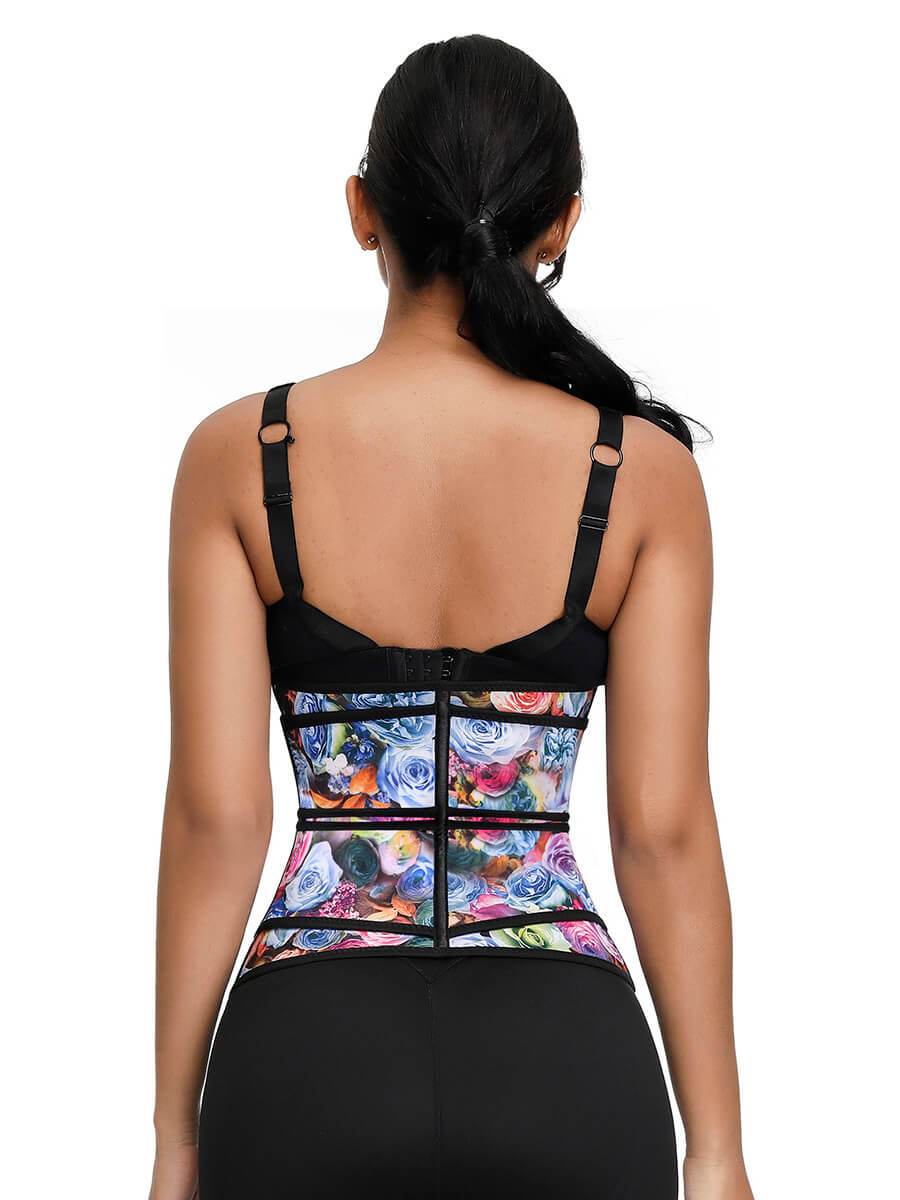 NeoSweat™ Rose Print Double Belts Waist Cincher