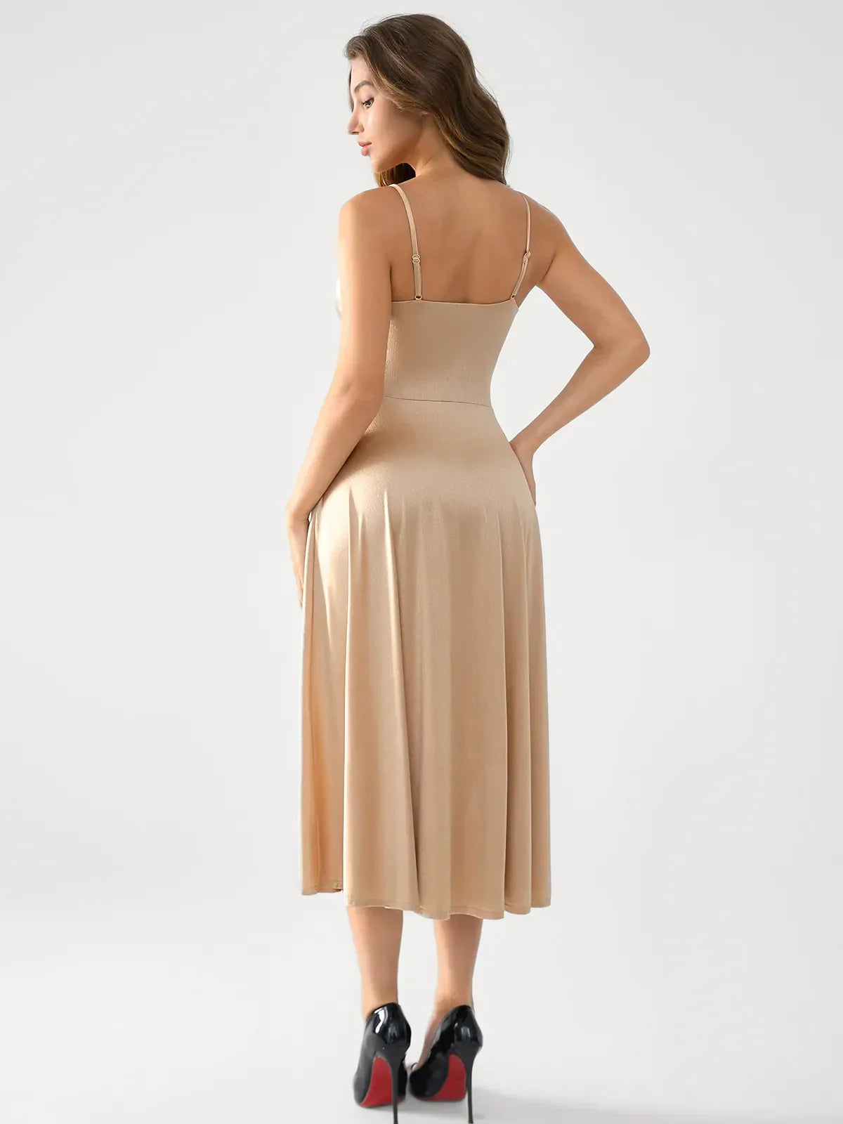 Popilush® Draped Neck All-in-One Shaping Maxi Dress