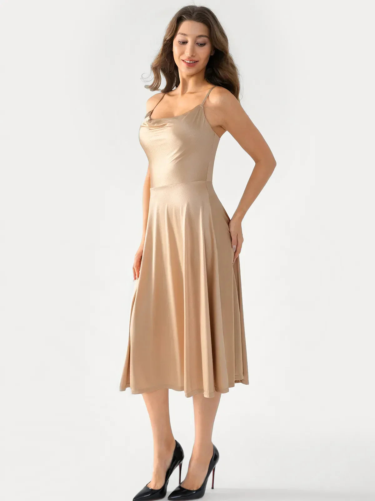 Popilush® Draped Neck All-in-One Shaping Maxi Dress