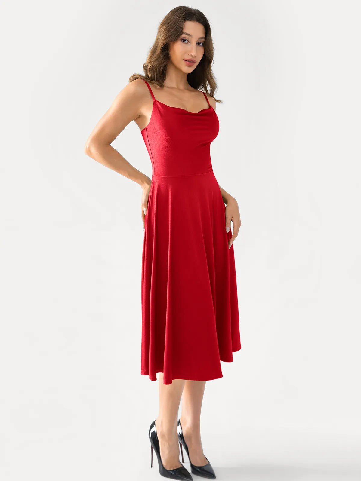 Popilush® Draped Neck All-in-One Shaping Maxi Dress