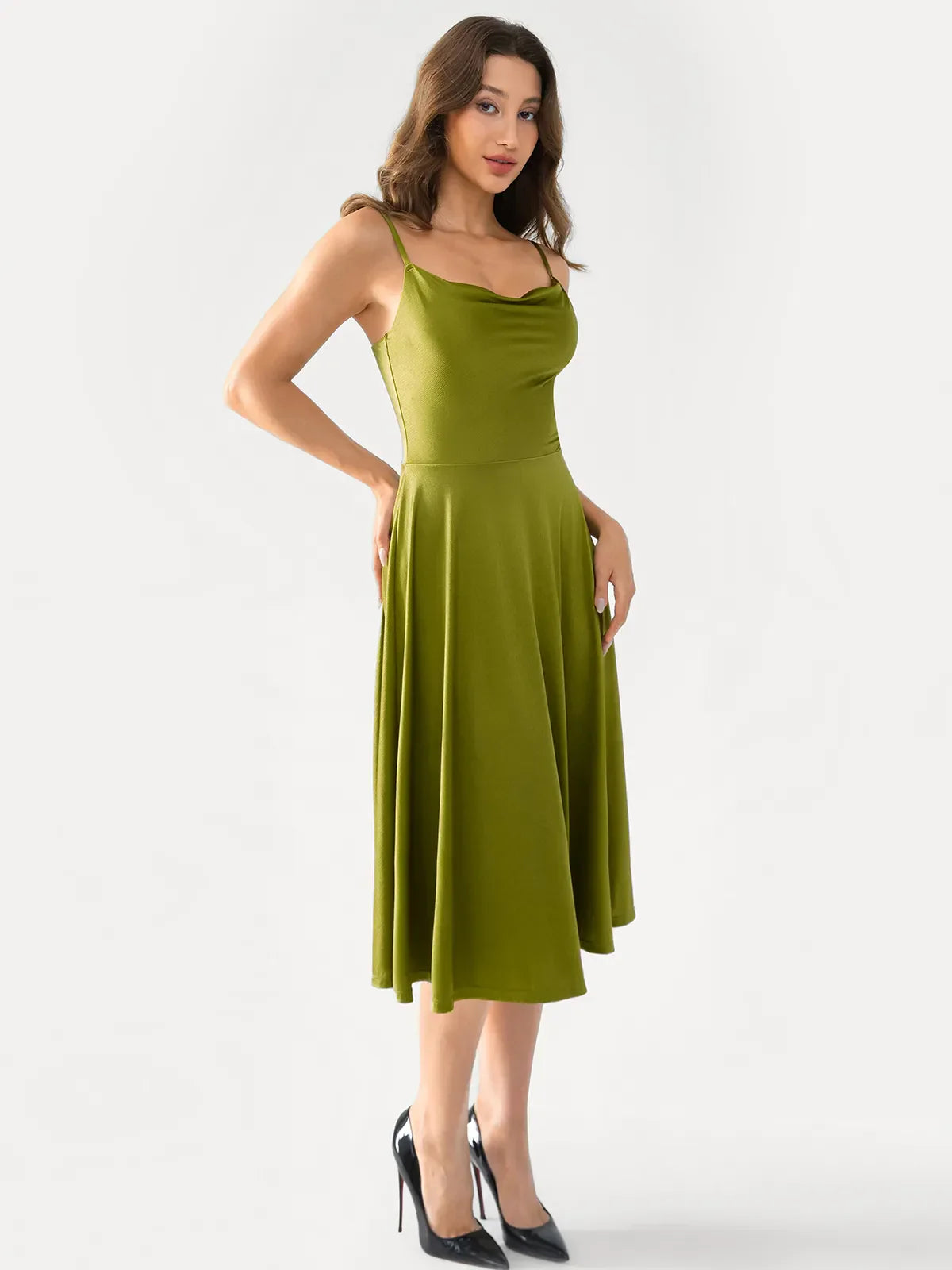 Popilush® Draped Neck All-in-One Shaping Maxi Dress