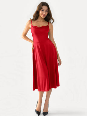 Popilush® Red / XS Draped Neck All-in-One Shaping Maxi Dress