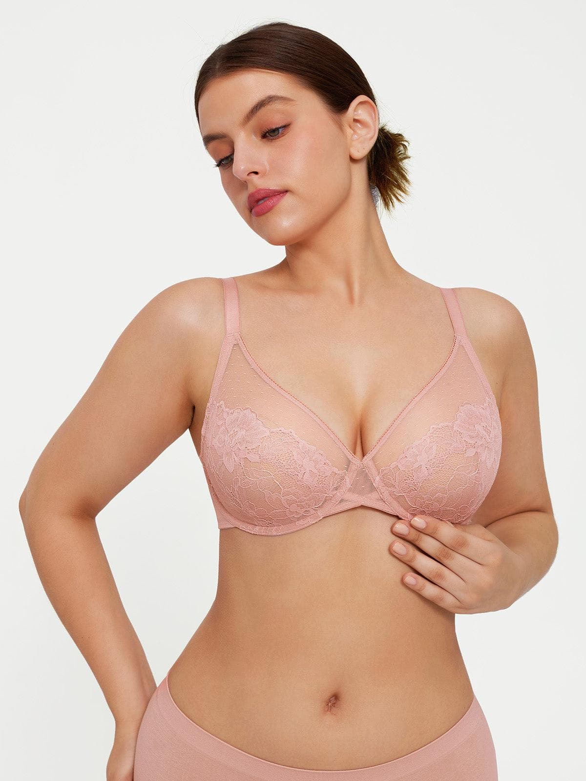 Popilush® Lightweight Underwire Minimizer Lace Mesh Bra
