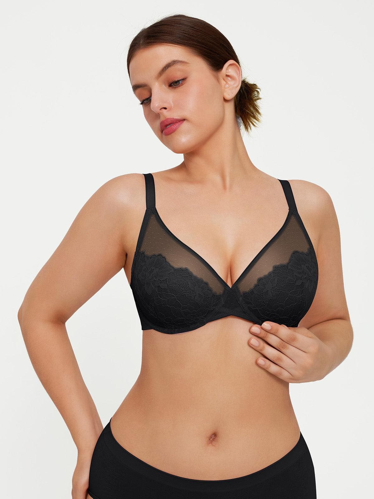 Popilush® Lightweight Underwire Minimizer Lace Mesh Bra