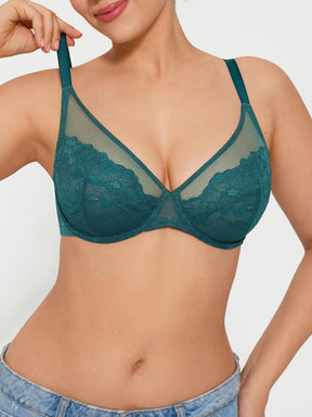 Popilush® Lightweight Underwire Minimizer Lace Mesh Bra