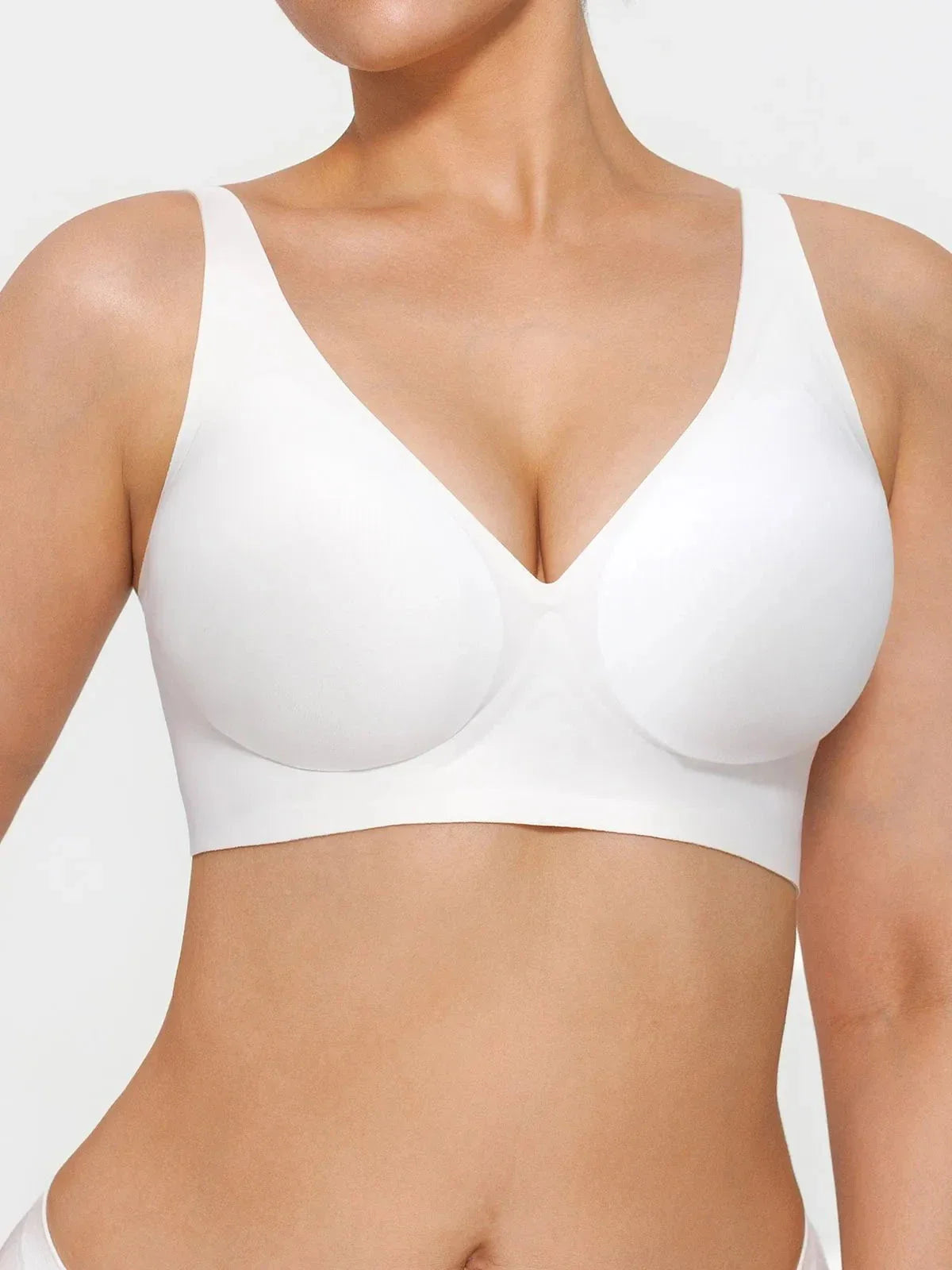 Popilush® White / S Seamless Wireless Comfort Plunge Bra