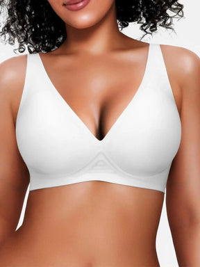 Popilush® White / S Seamless Wireless Jelly Comfort Plunge Bra