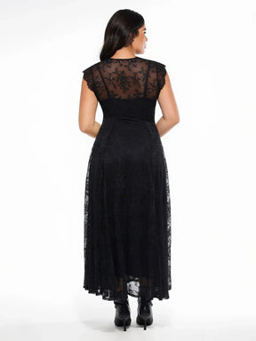 Popilush? Shapewear Boho Floral Lace Front Slit Midi Dress
