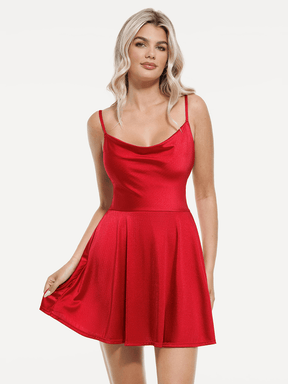 Distribution Shapewear Strappy Cowl Neck Fit & Flare Midi Dress