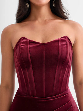 Popilush® Strapless Velvet Bustier Sculpting Maxi Dress