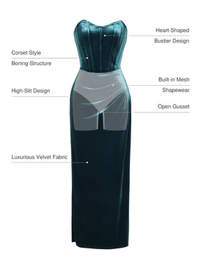 Popilush® Strapless Velvet Ruched Sculpting Corset Gown