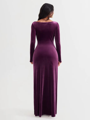 Popilush® Velvet Draped Sculpting Maxi Dress