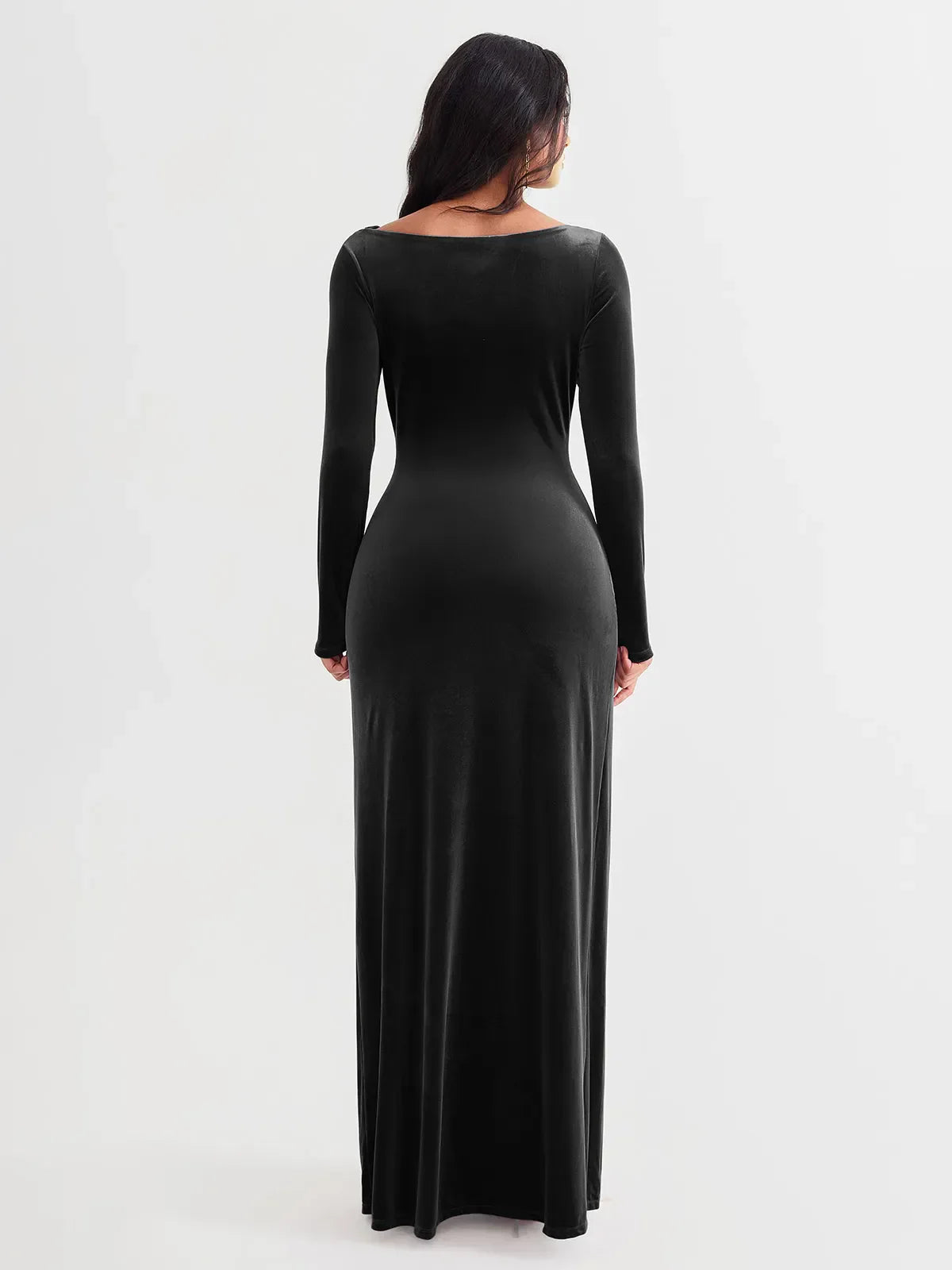 Popilush® Velvet Draped Sculpting Maxi Dress