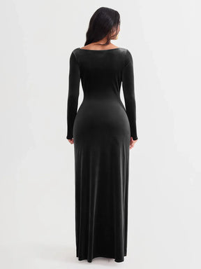 Popilush® Velvet Draped Sculpting Maxi Dress