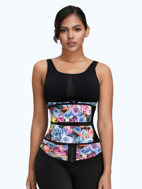 NeoSweat™ Rose Print Double Belts Waist Cincher 