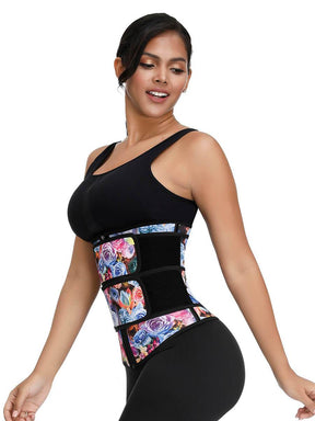 NeoSweat™ Rose Print Double Belts Waist Cincher 