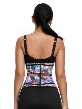 NeoSweat™ Rose Print Double Belts Waist Cincher 